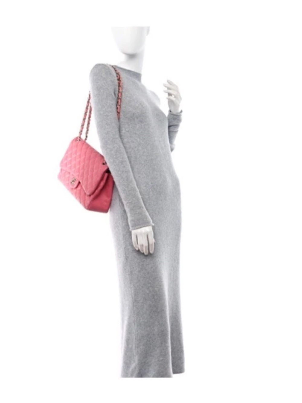 CHANEL Jumbo Pink Quilted Lambskin Shoulder Flap Bag with Silver Hardware - Picture 4 of 17